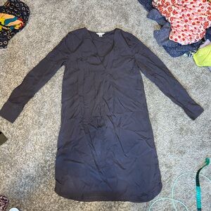 Garnet Hill Smocked 3/4 Sleeve V-Neck Tencel Dress Size 2